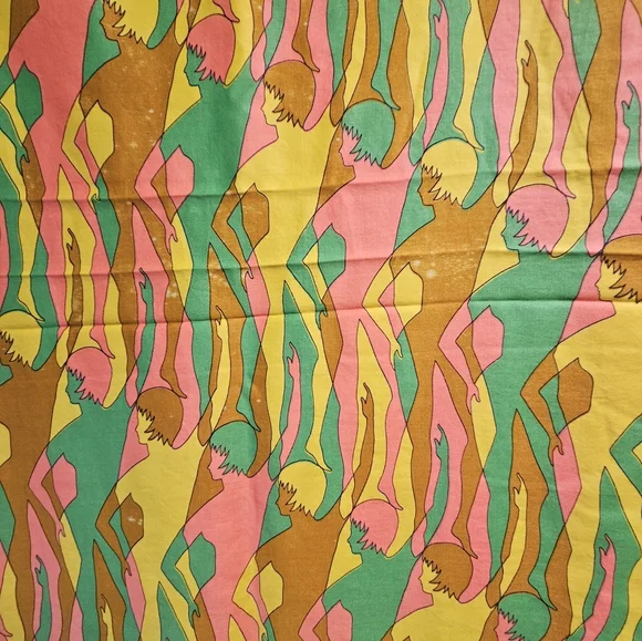 1960s vintage Psychedelic Fabric novelty figural - Picture 3 of 5